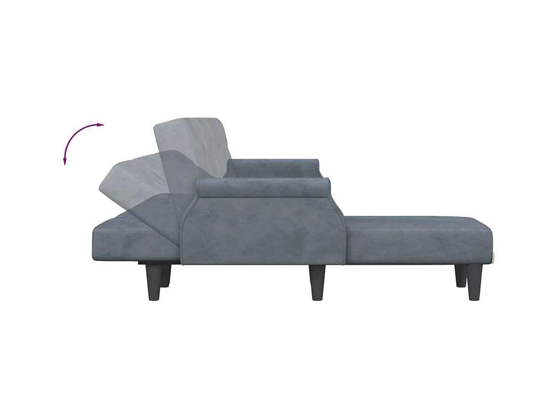 Canapé-lit en forme de L gris 271x140x70 cm velours