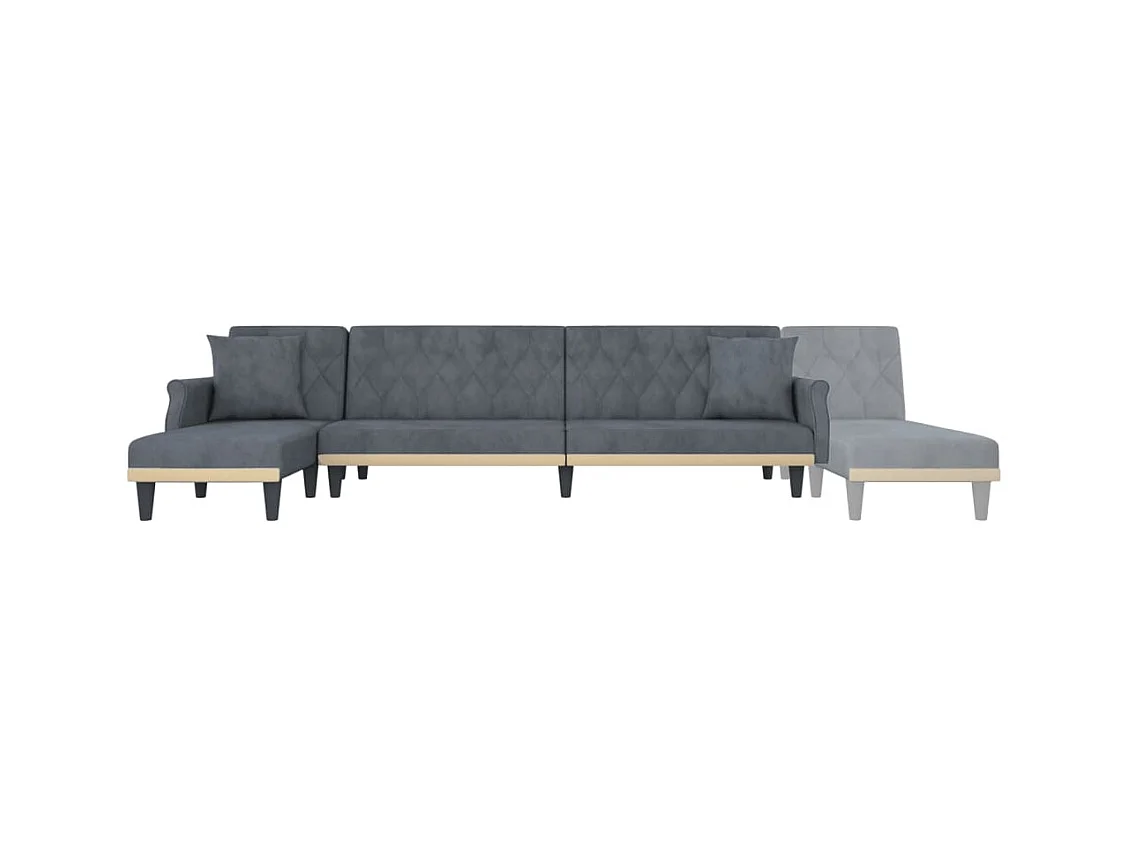 Canapé-lit en forme de L gris 271x140x70 cm velours