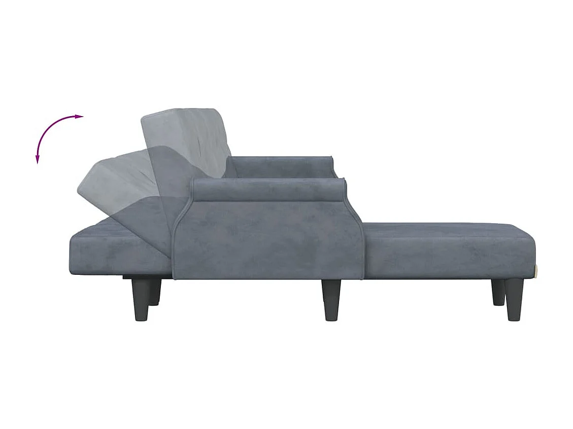 Canapé-lit en forme de L gris 271x140x70 cm velours