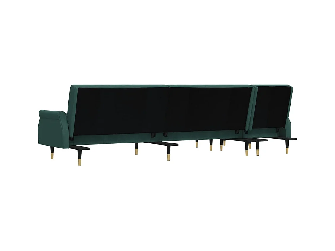 Slaapbank L-vormig 271x140x70 cm fluweel donkergroen