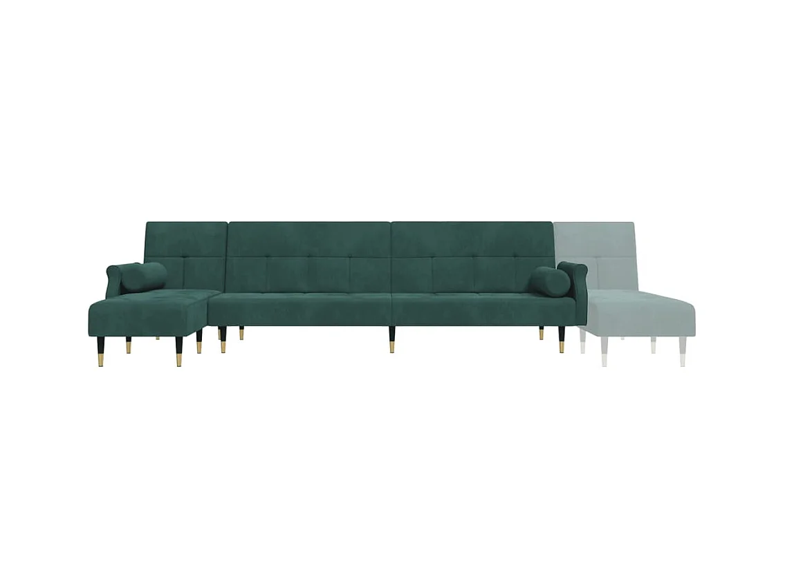 Slaapbank L-vormig 271x140x70 cm fluweel donkergroen