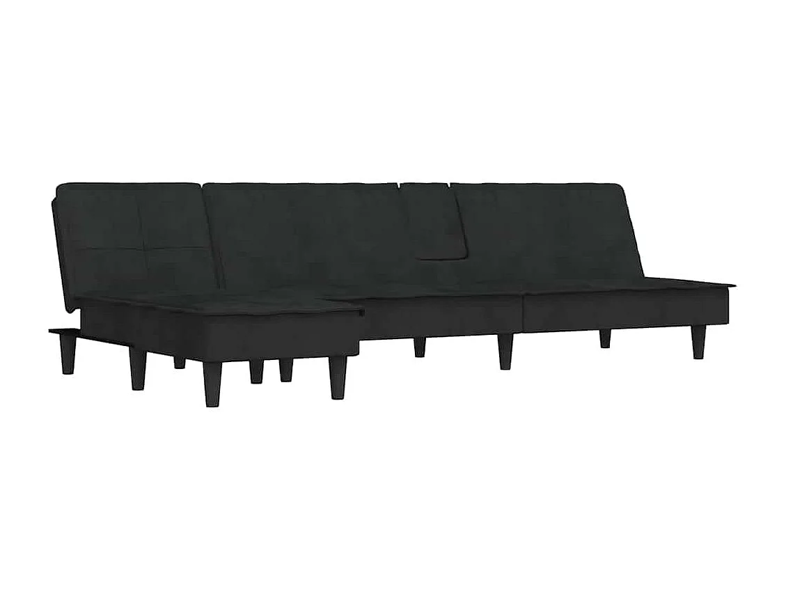 Schlafsofa in L-Form Schwarz 255x140x70 cm Samt