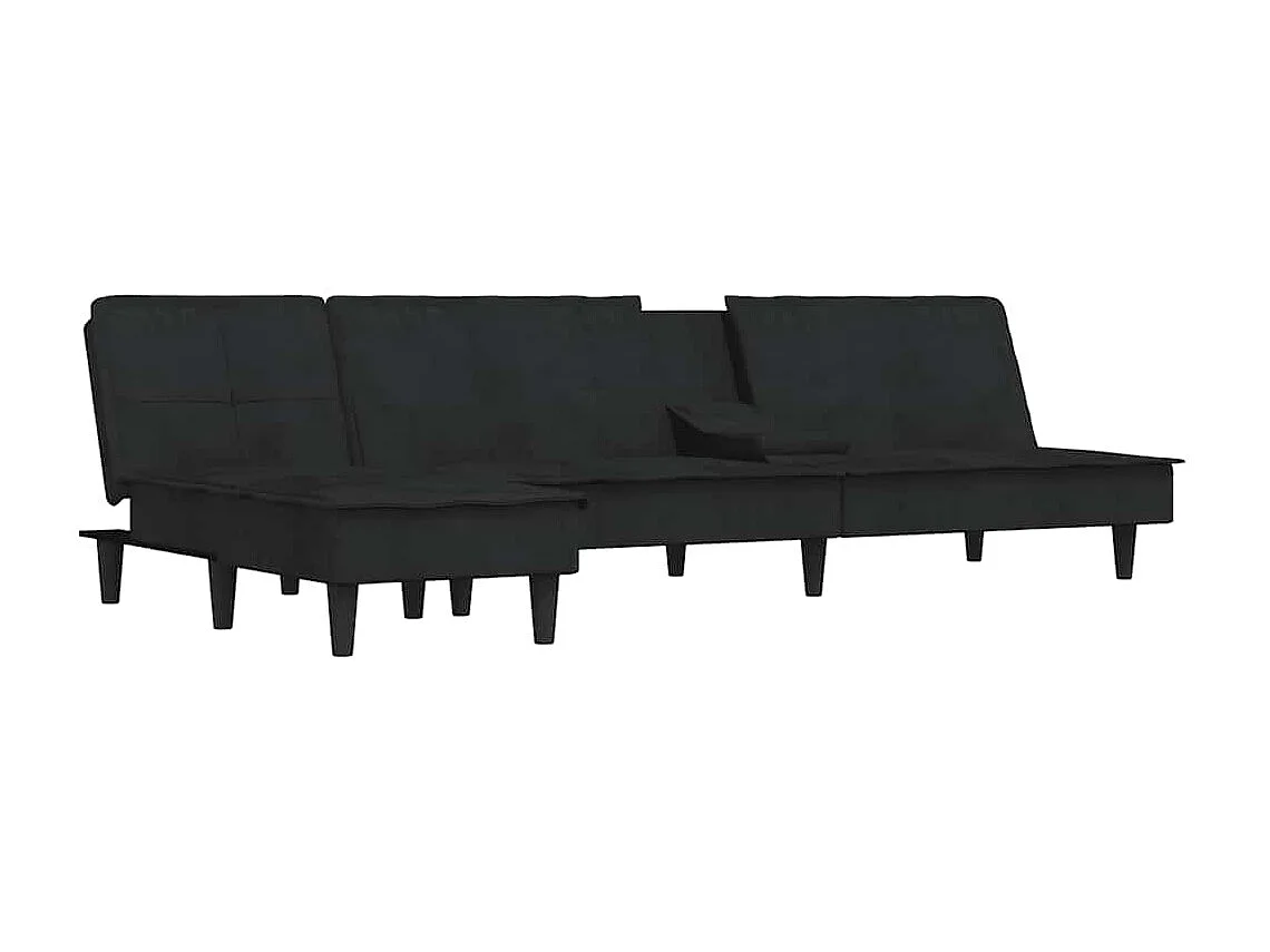 Schlafsofa in L-Form Schwarz 255x140x70 cm Samt