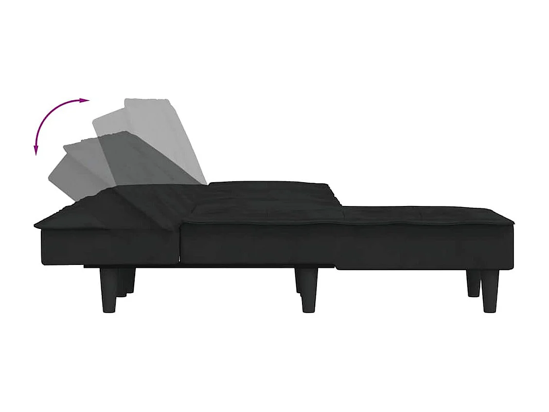 Schlafsofa in L-Form Schwarz 255x140x70 cm Samt