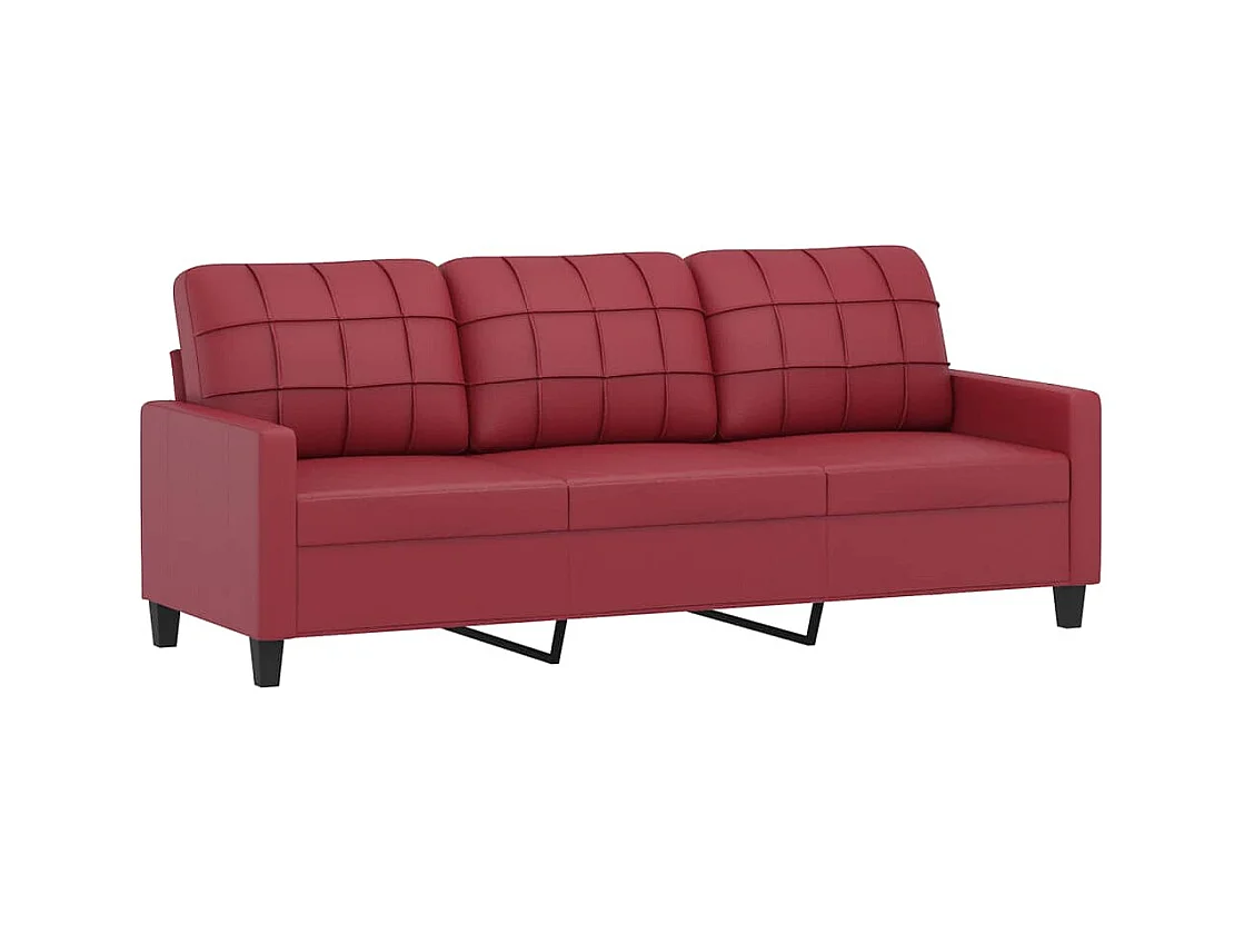 3-delige Loungeset met kussens kunstleer wijnrood