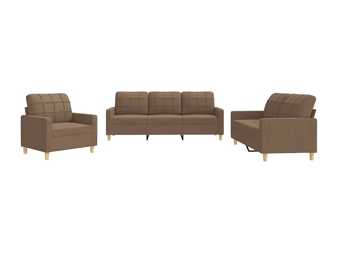Ensemble de canapés 3 pcs avec coussins Marron Tissu