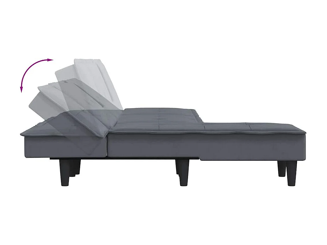 Canapé-lit en forme de L gris 255x140x70 cm velours