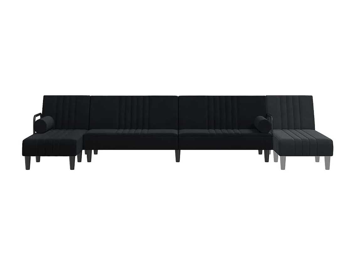 Sofá-cama em forma de L 260x140x70 cm veludo preto