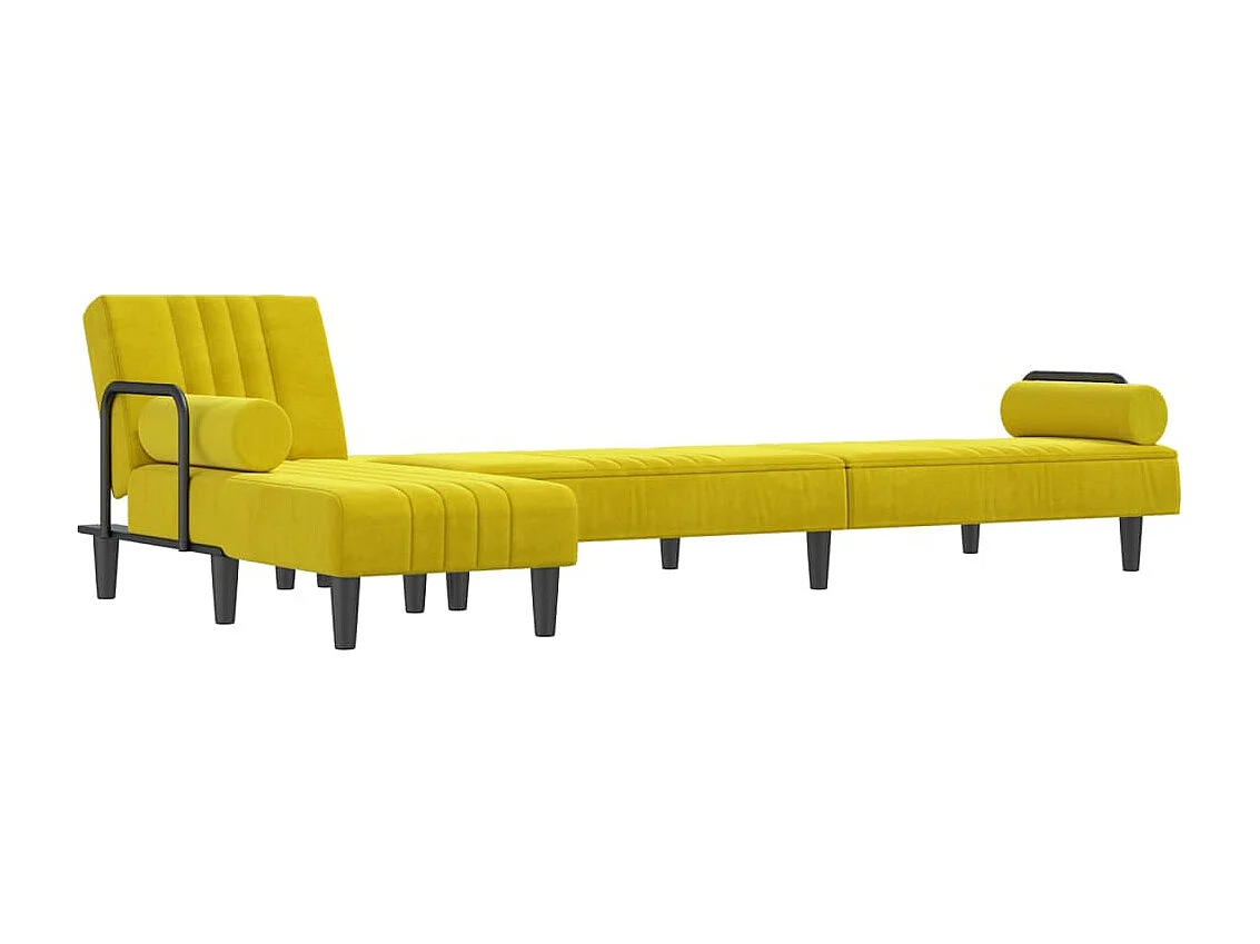Sofá-cama em forma de L 260x140x70 cm veludo amarelo