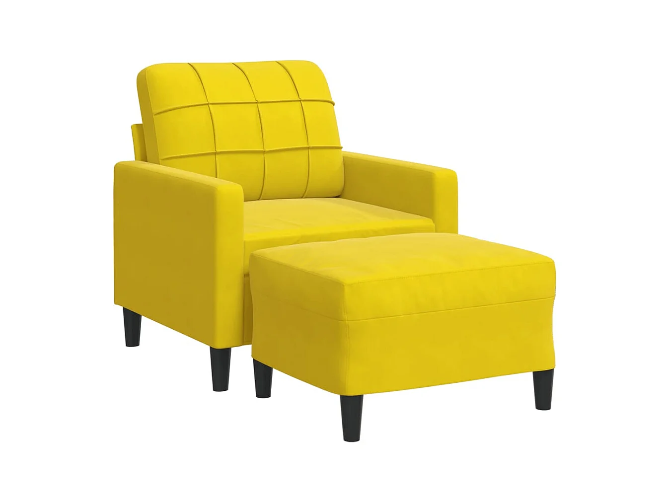 Poltrona com apoio de pés 60 cm veludo amarelo