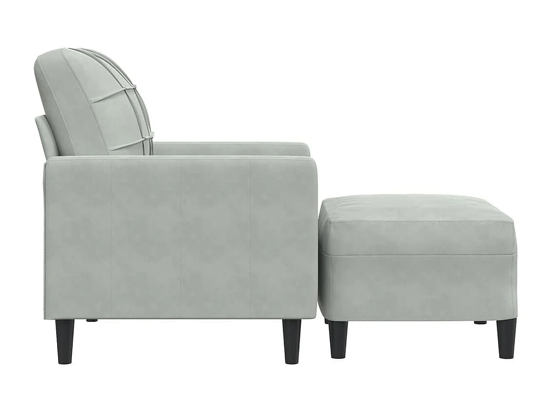 Fauteuil avec repose-pied Gris clair 60 cm Velours