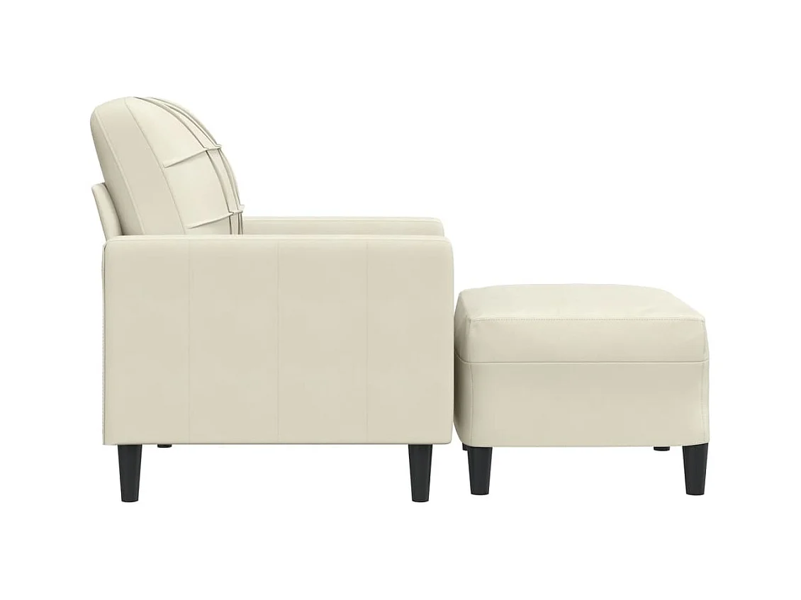 Fauteuil met voetenbank 60 cm fluweel crèmekleurig