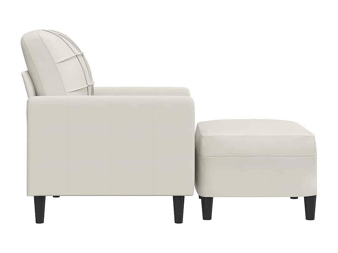 Fauteuil avec repose-pied Crème 60 cm Velours