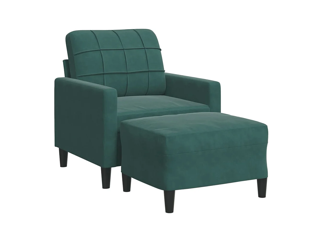 Sessel mit Hocker Dunkelgrün 60 cm Samt