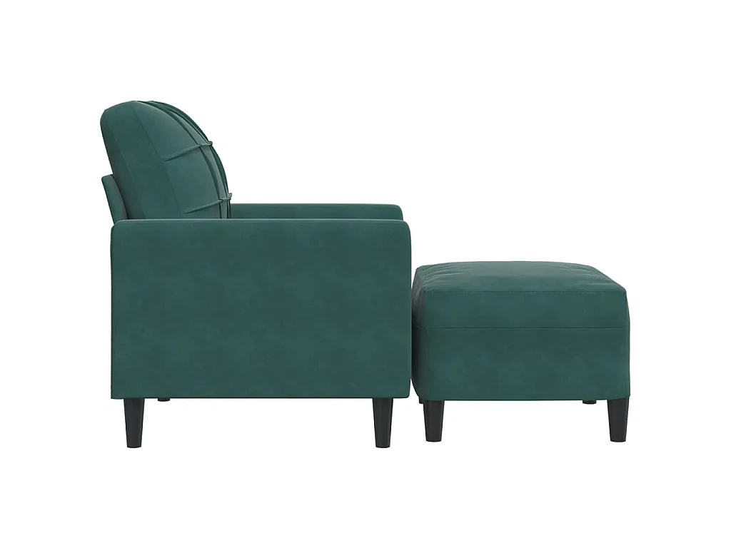 Sessel mit Hocker Dunkelgrün 60 cm Samt