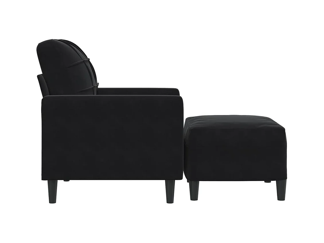 Fauteuil met voetenbank 60 cm fluweel zwart