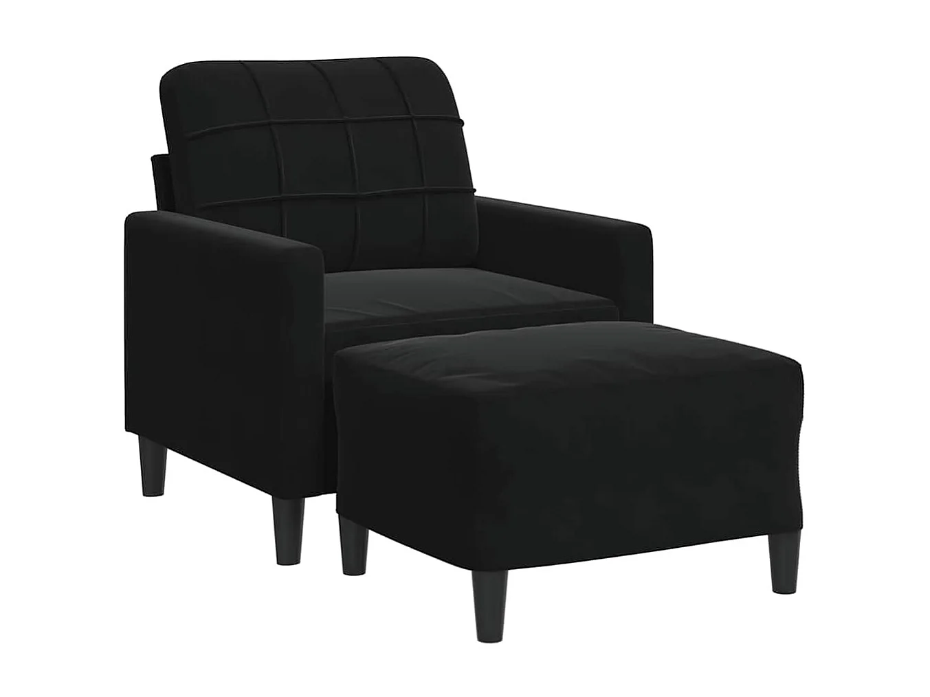 Fauteuil avec repose-pied Noir 60 cm Velours