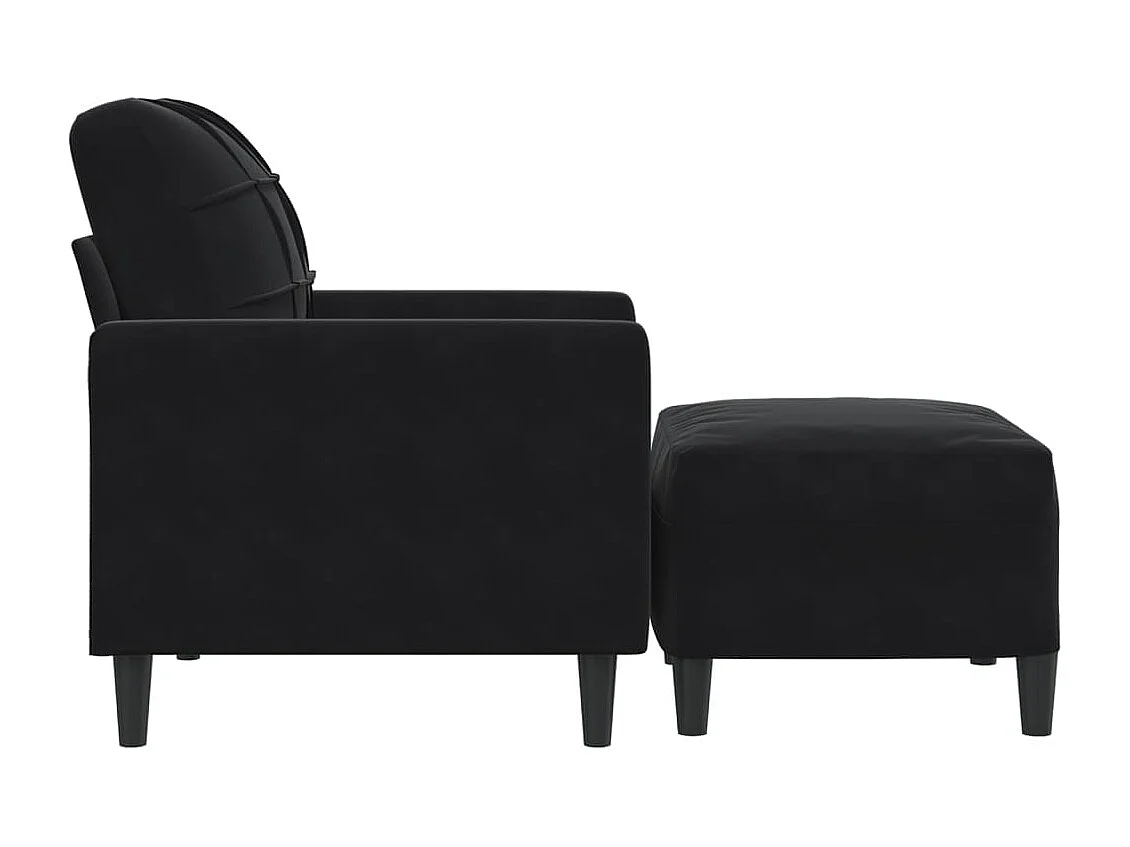 Fauteuil avec repose-pied Noir 60 cm Velours