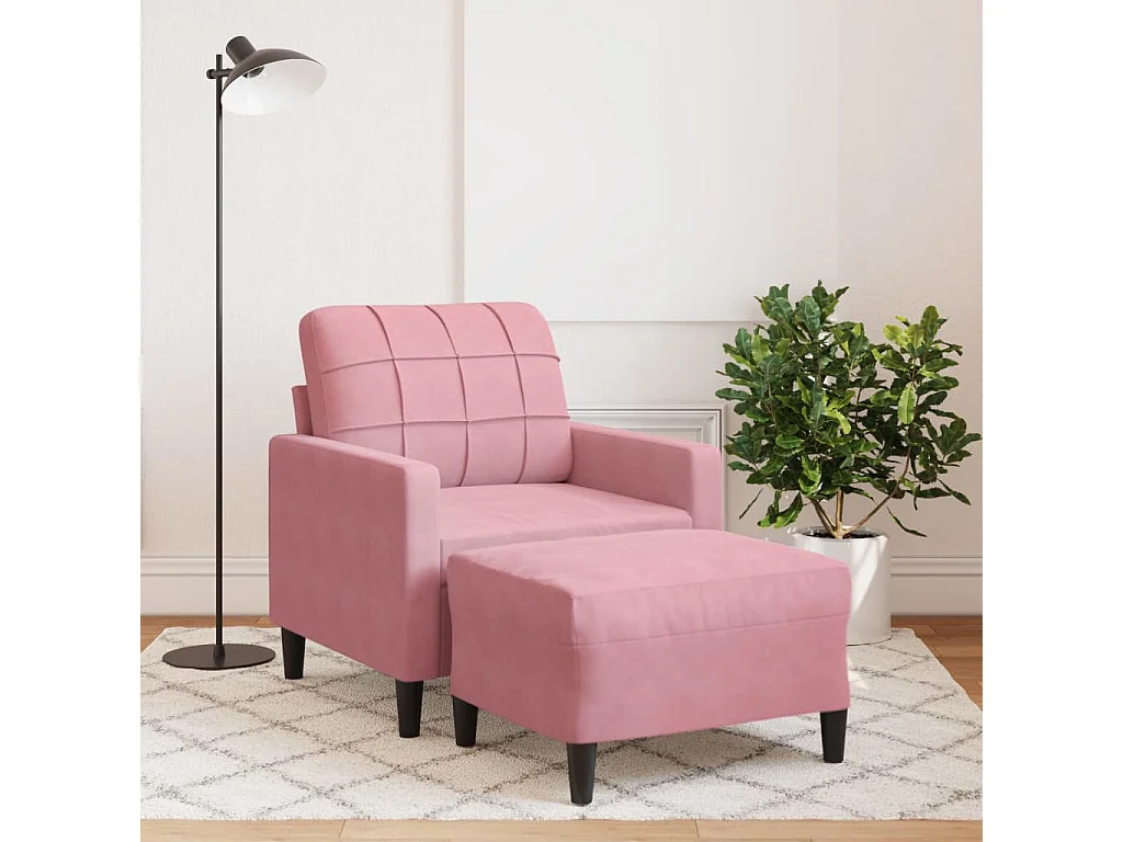 Fauteuil avec repose-pied Rose 60 cm Velours