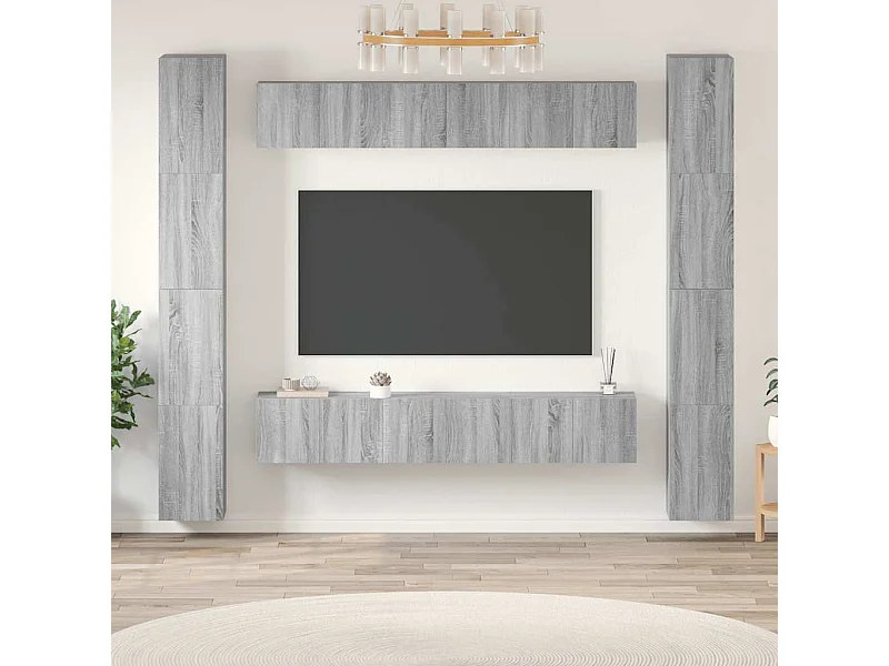 6-delige Tv-meubelset bewerkt hout grijs sonoma eikenkleurig