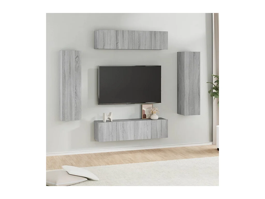 Ensemble de meubles TV 6 pcs Sonoma gris Bois d'ingénierie