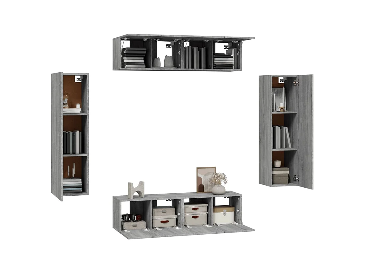 Ensemble de meubles TV 6 pcs Sonoma gris Bois d'ingénierie