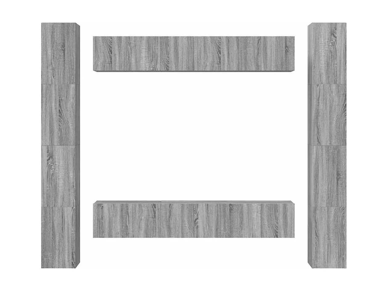 Conjunto móveis de TV 6 pcs madeira processada sonoma cinza