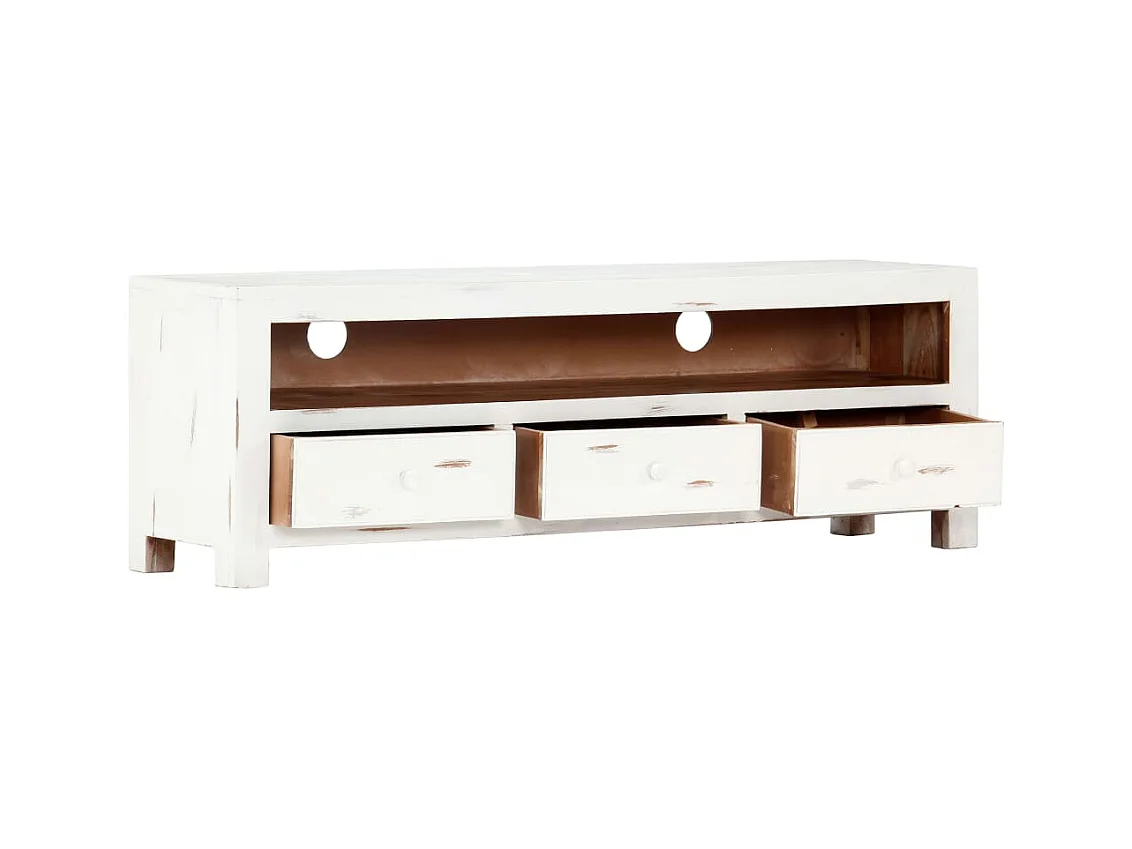 Mobile Porta TV Bianco 120x30x40 cm in Legno Massello di Acacia