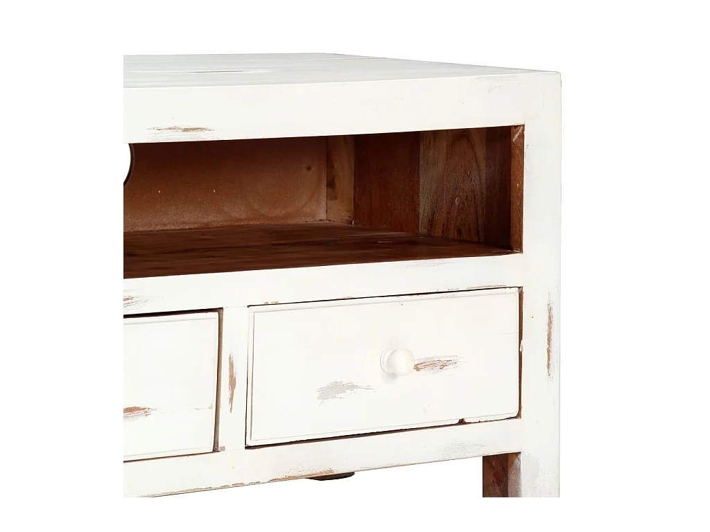 Mobile Porta TV Bianco 120x30x40 cm in Legno Massello di Acacia