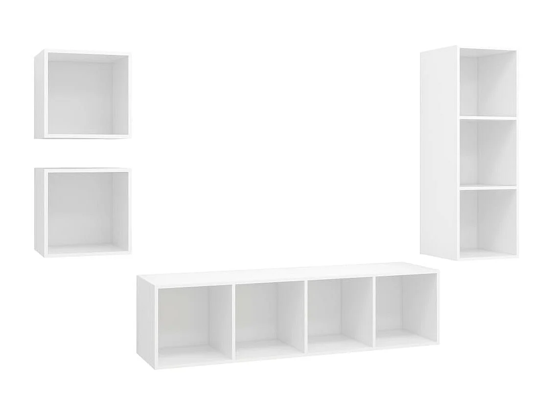 4 pcs conjunto de móveis de TV contraplacado branco