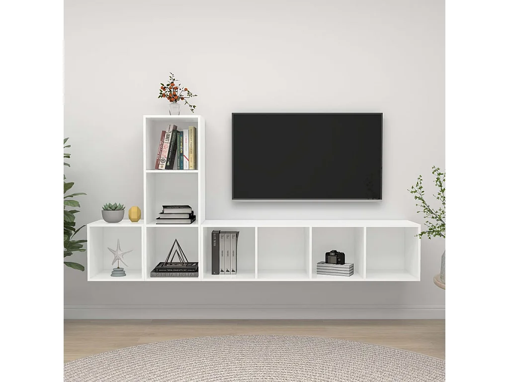 Ensemble de meuble TV 3 pcs Blanc Bois d'ingénierie
