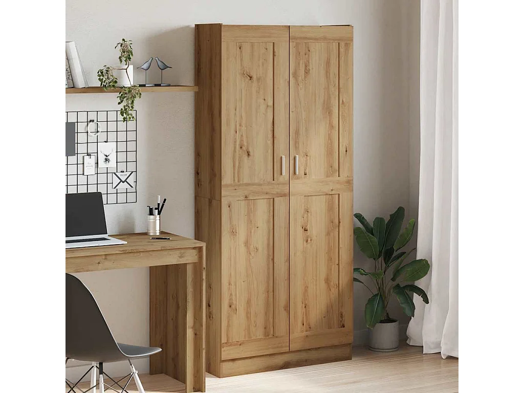 Buffet haut chêne artisanal 82,5x30,5x185 cm bois d'ingénierie