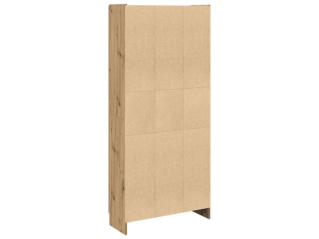 Hoge kast 82,5x30,5x185 cm bewerkt hout artisanaal eikenkleur