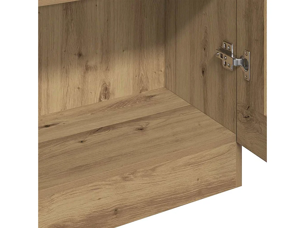 Hoge kast 82,5x30,5x185 cm bewerkt hout artisanaal eikenkleur