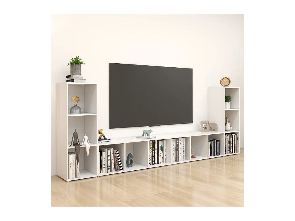 Meubles TV 4 pcs Blanc 107x35x37 cm Bois d'ingénierie