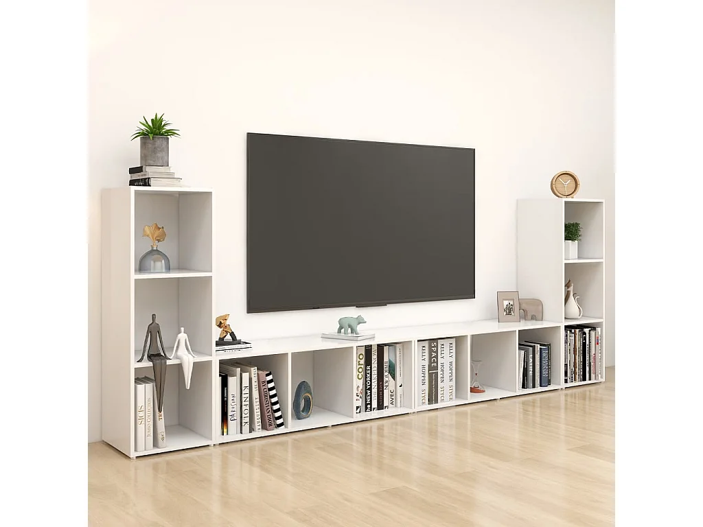 Meubles TV 4 pcs Blanc 107x35x37 cm Bois d'ingénierie