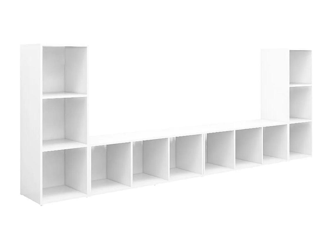 Mobili TV 4 pz Bianchi 107x35x37 cm in Legno Multistrato