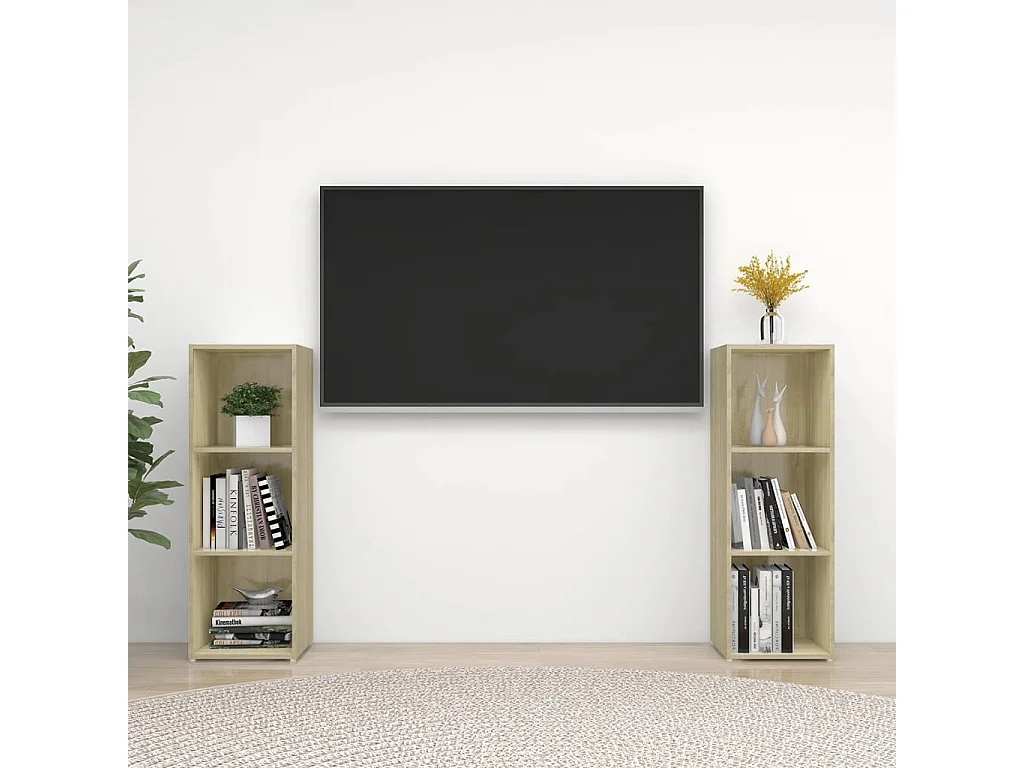 Meubles TV 2 pcs Chêne sonoma 107x35x37 cm Bois d'ingénierie