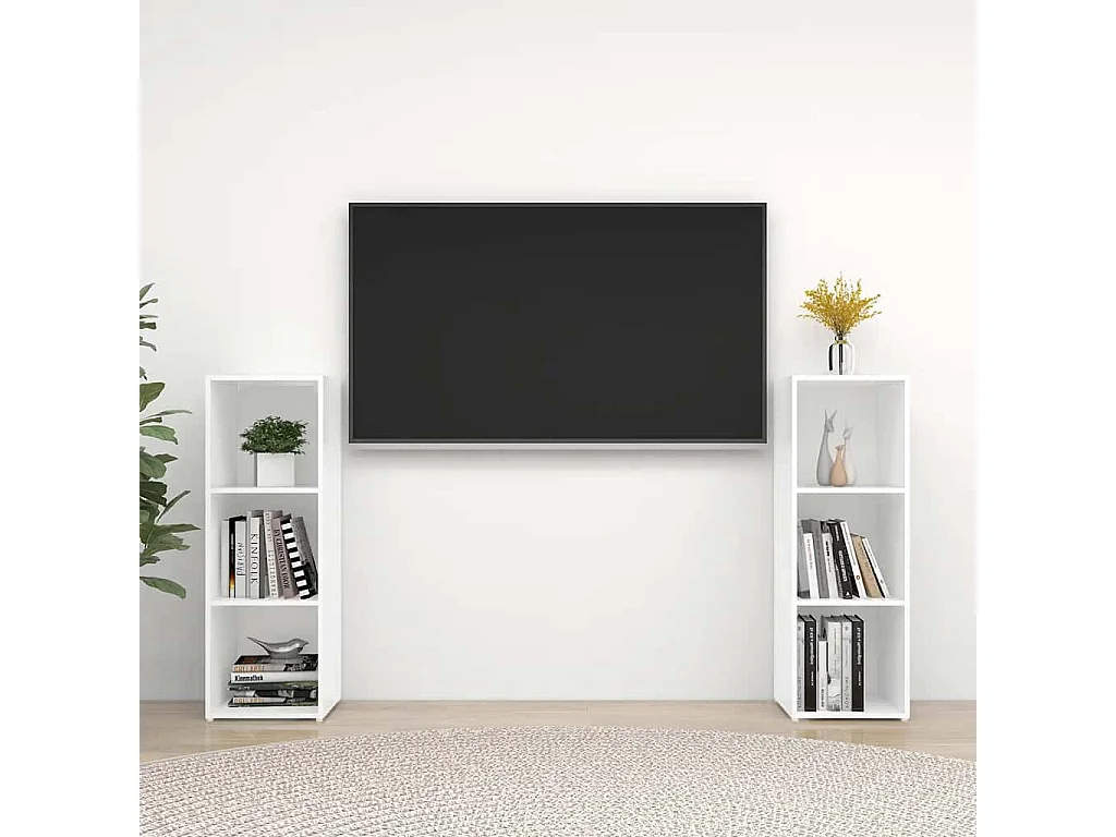Meubles TV 2 pcs Blanc 107x35x37 cm Bois d'ingénierie