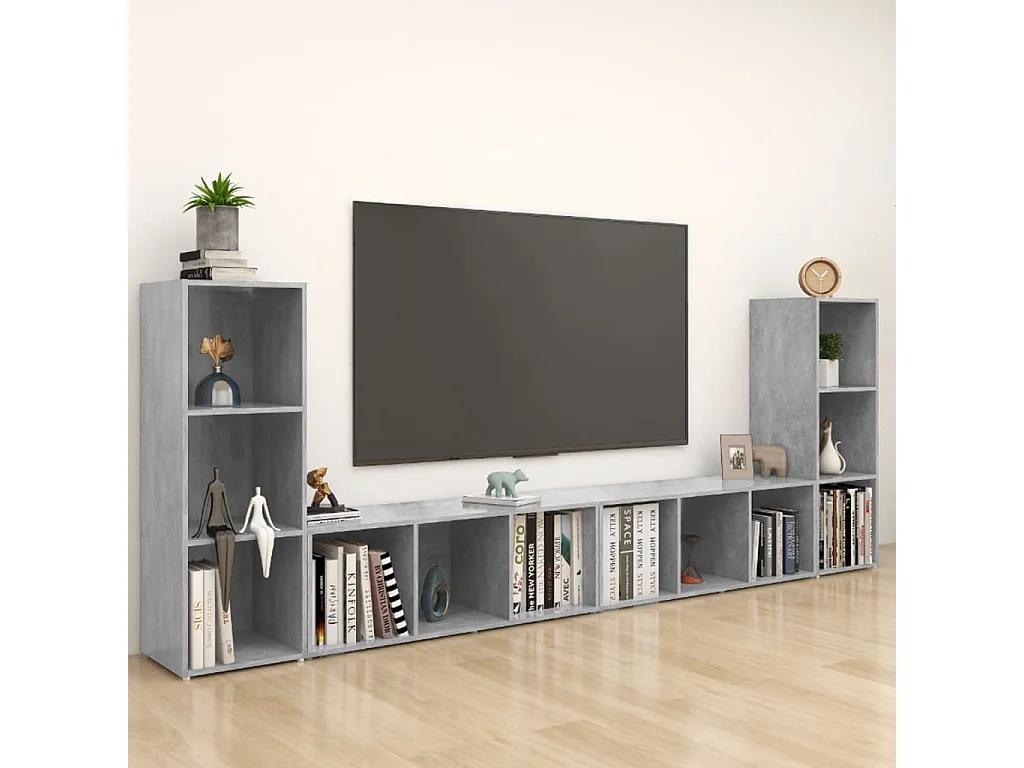 Meubles TV 4 pcs Gris béton 107x35x37 cm Bois d'ingénierie
