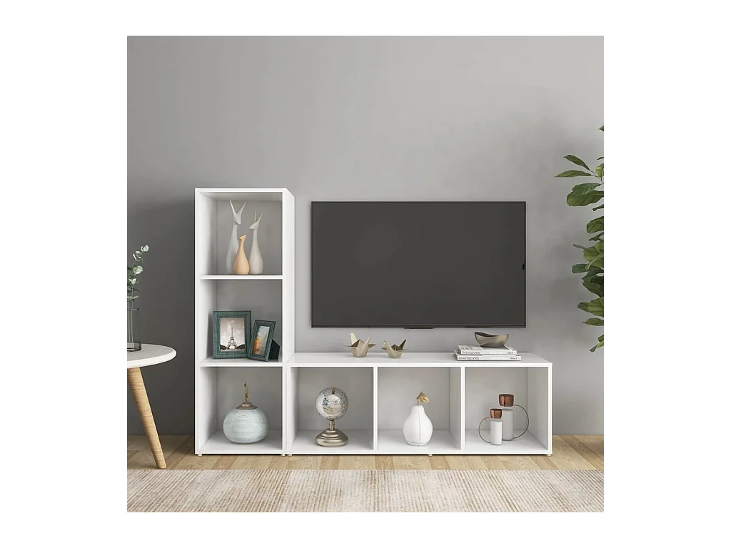 Meubles TV 2 pcs Blanc 107x35x37 cm Bois d'ingénierie