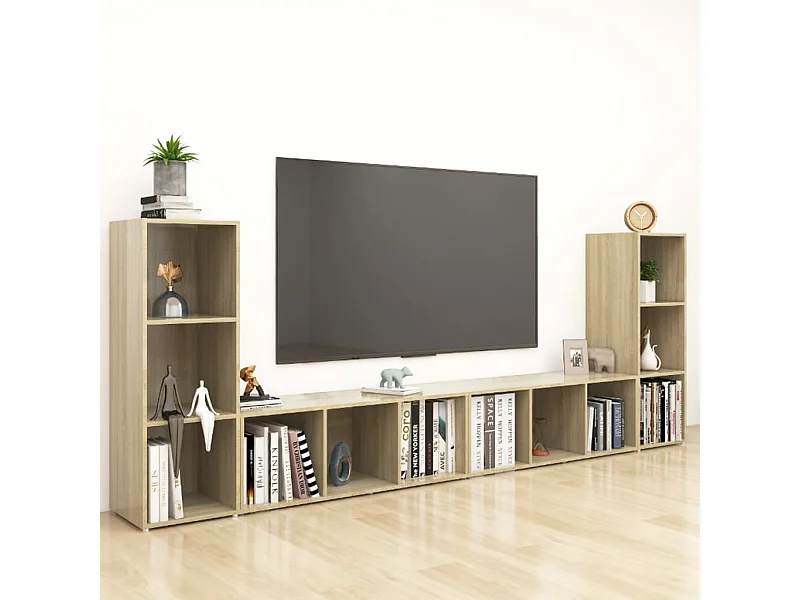 TV-Schränke 4 Stk. Sonoma-Eiche 107x35x37 cm Holzwerkstoff