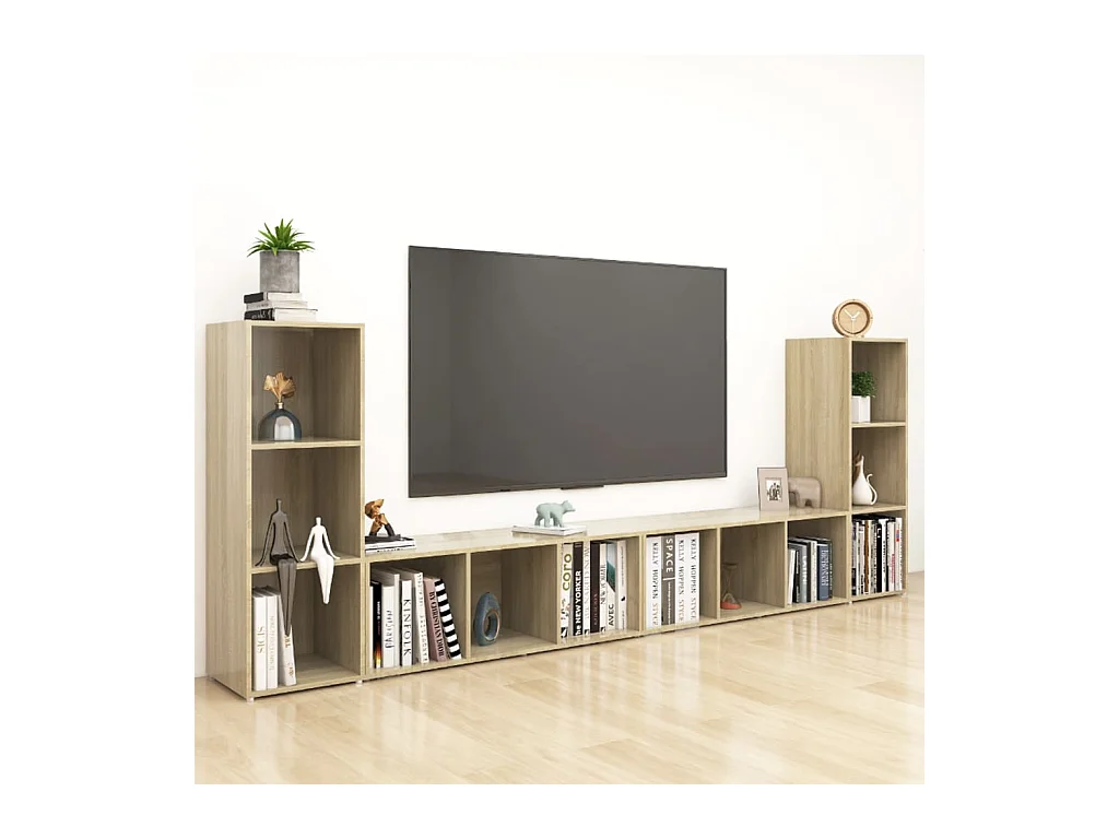 Meubles TV 4 pcs Chêne sonoma 107x35x37 cm Bois d'ingénierie