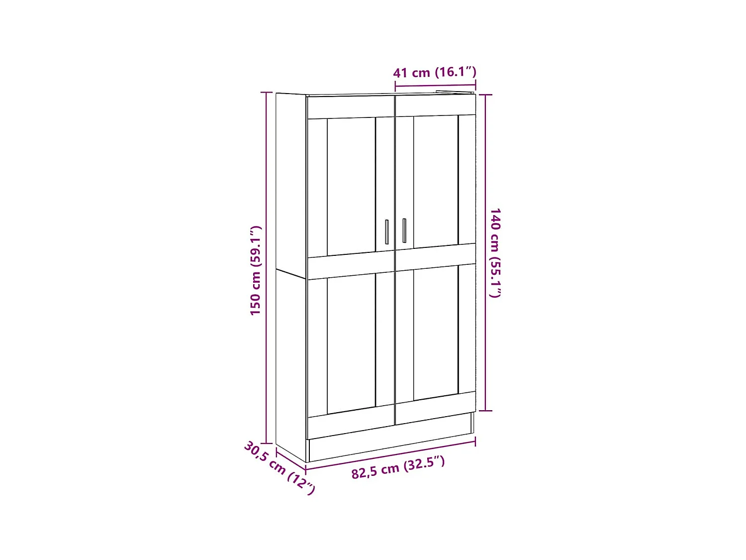 Buffet haut Chêne artisanal 82,5x30,5x150 cm Bois d'ingénierie