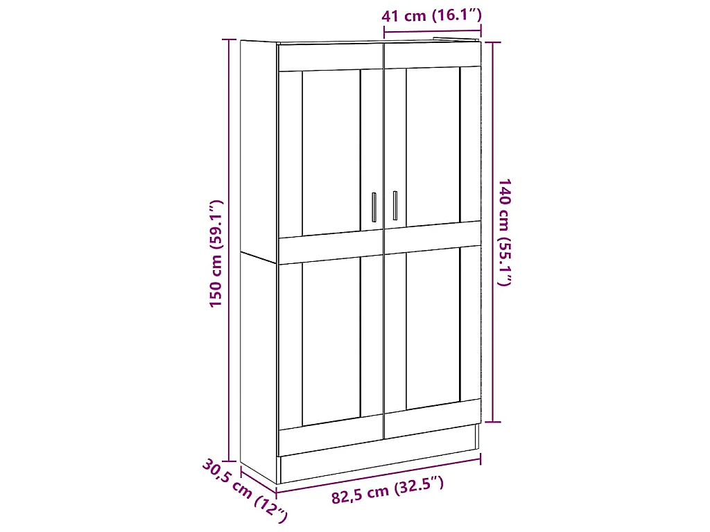 Aparador alto Roble Artisan 82,5x30,5x150 cm Madera de ingeniería