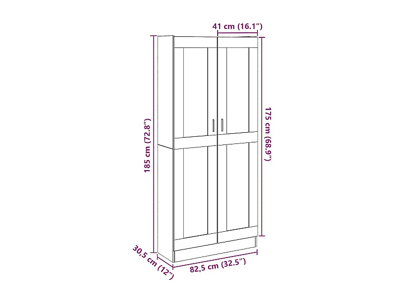 Buffet haut chêne artisanal 82,5x30,5x185 cm bois d'ingénierie