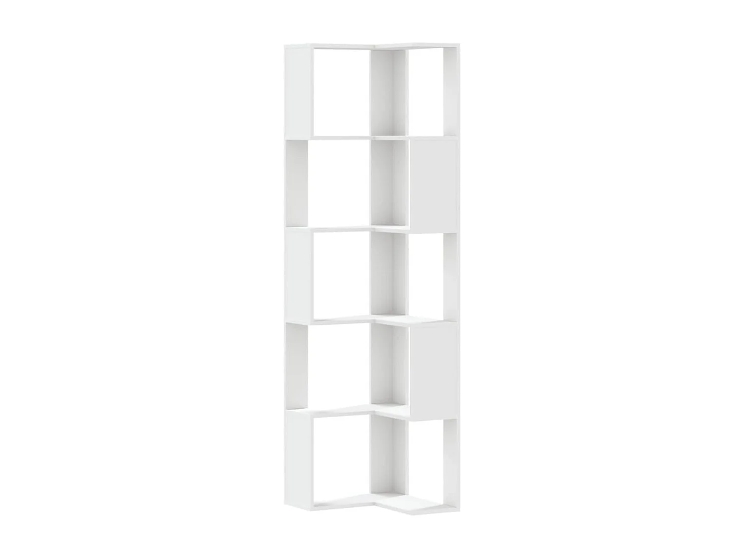 Bibliothèque d'angle à 5 niveaux blanc bois d'ingénierie