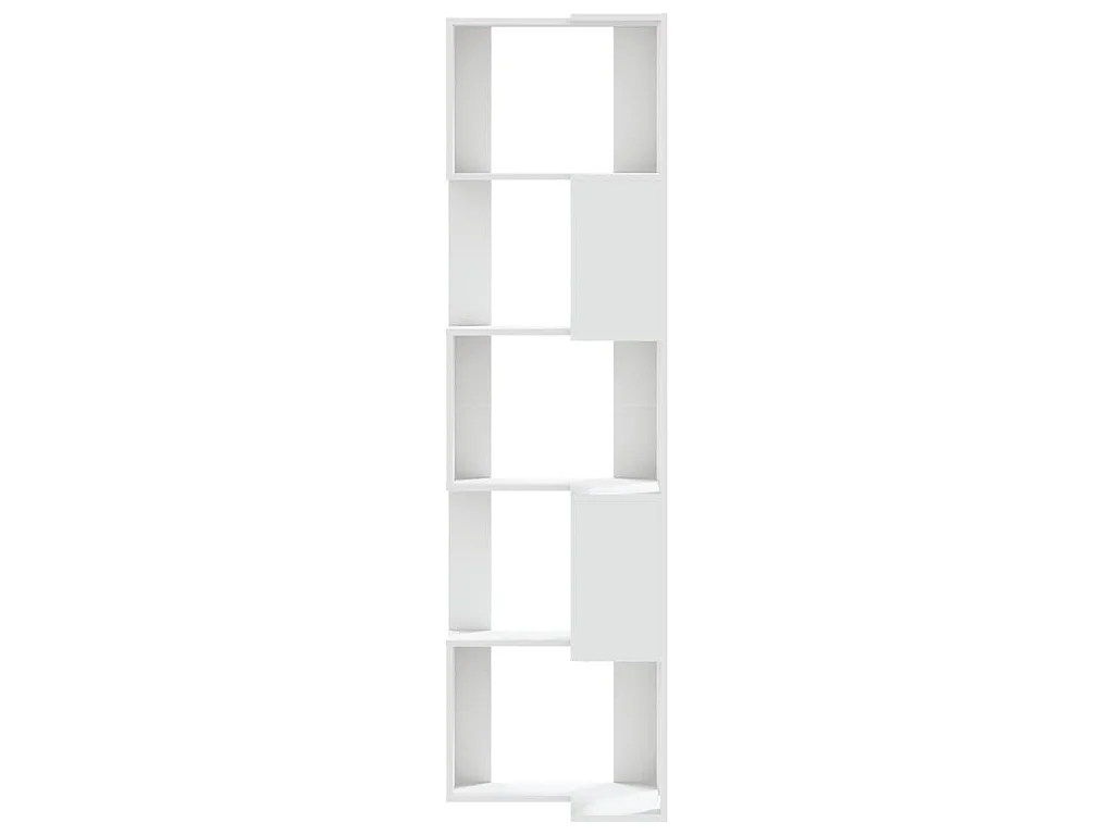 Bibliothèque d'angle à 5 niveaux blanc bois d'ingénierie