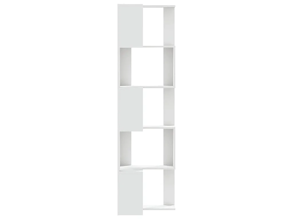 Bibliothèque d'angle à 5 niveaux blanc bois d'ingénierie