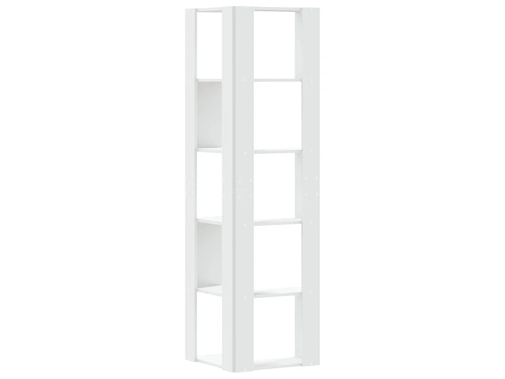 Bibliothèque d'angle à 5 niveaux blanc bois d'ingénierie